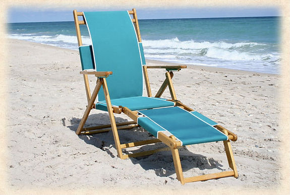 Beach chair classic oak and Canvas Reclining with footrest