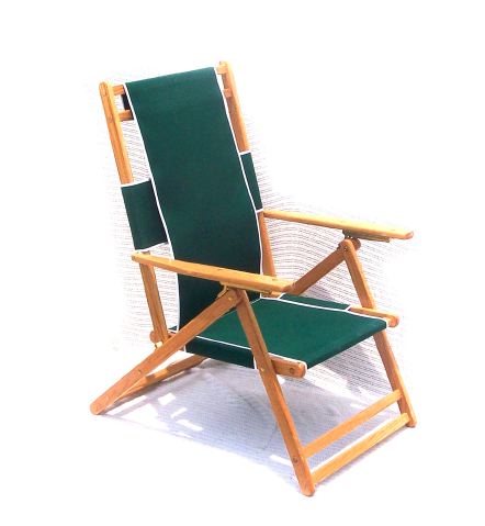 Classic oak and canvas low boy reclining chair NO footrest